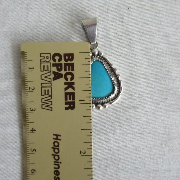 VTG State Sterling Silver Turquoise Navajo Pendant Signed WP Sterling 1.75" H - Picture 9 of 11